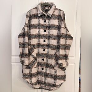 Anthropologie R.D. Style Conscious Plaid Drop shoulder Button Coat, Size M